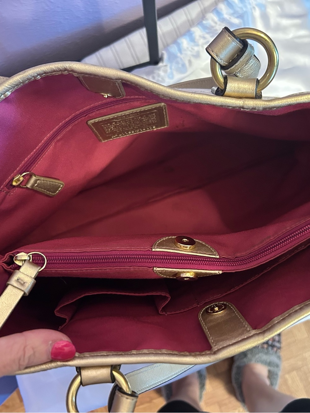 Coach Heritage Tattersall Signature Plaid Bag w/Gold Trim & Accents w/hang tag - Picture 8 of 8